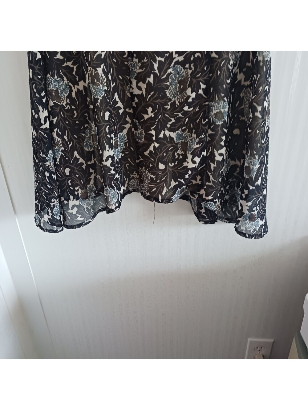 Women's Floral Multicolored Brown Pointed Tail Sheer Lined Skirt Size XS/CH - Picture 5 of 6